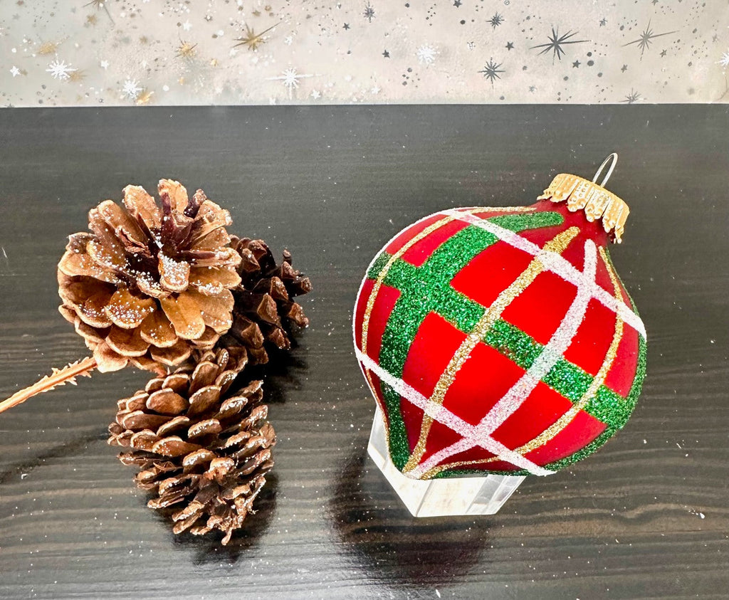 Glass Christmas Tree Ornaments - 67mm/2.625" [4 Pieces] Decorated Balls from Christmas by Krebs Seamless Hanging Holiday Decor