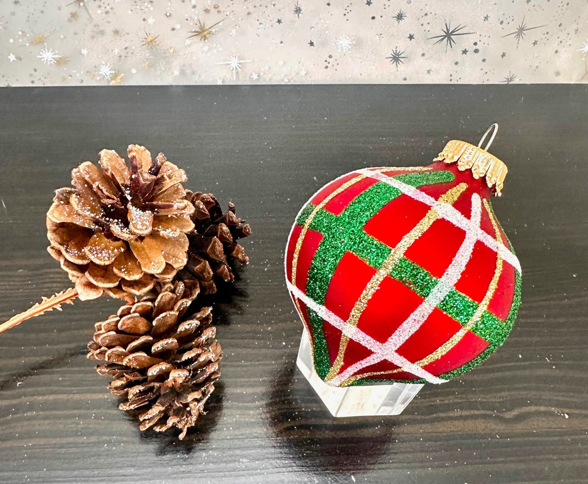 Glass Christmas Tree Ornaments - 67mm/2.625" [4 Pieces] Decorated Balls from Christmas by Krebs Seamless Hanging Holiday Decor