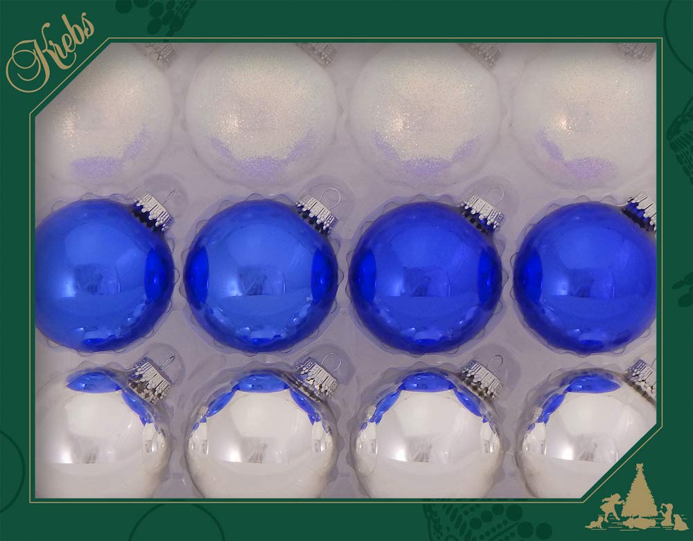 Christmas By Krebs 2 5/8" (67mm) Seamless Glass Ornament [12 Pieces], Decorated Designer Heirloom