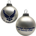Christmas Tree Ornaments Made in the USA - 80mm / 3.25" Decorated Collectible Glass Balls from Christmas by Krebs - Handmade Hanging Holiday Decoration for Trees (USAF with Est Date, Logo)