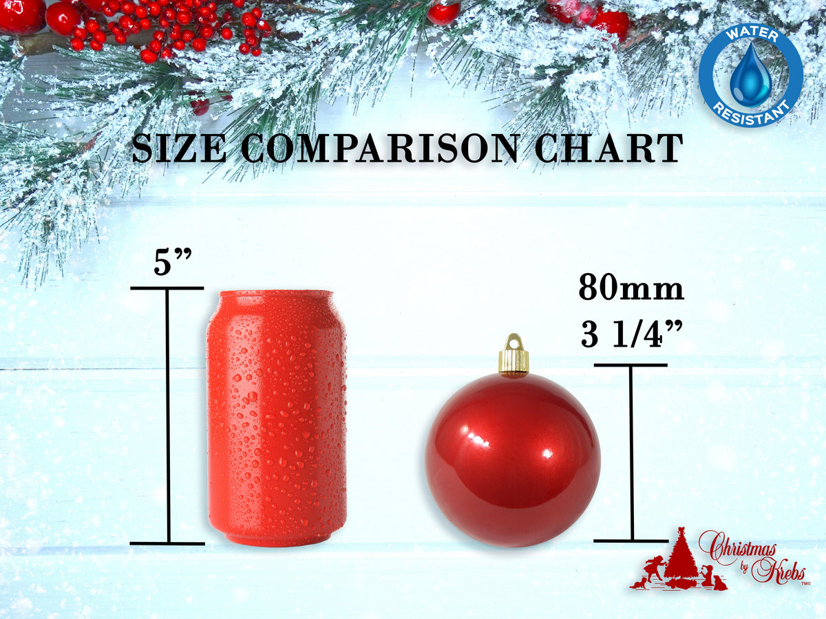 Christmas By Krebs 3 1/4" (80mm) Gold Glitter [8 Pieces] Solid Commercial Grade Indoor and Outdoor Shatterproof Plastic, Water Resistant Ball Ornament Decorations