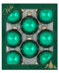 Christmas By Krebs Made in The USA Designer Seamless Glass Christmas Ball Ornaments, 2 5/8" (67mm), 8 Pieces (Shiny Emerald Green)