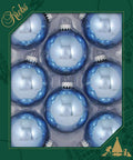 Christmas By Krebs 2 5/8" (67mm) Seamless Glass Ornament [8 Pieces], Decorated Designer Heirloom (Shiny Alpine Blue)