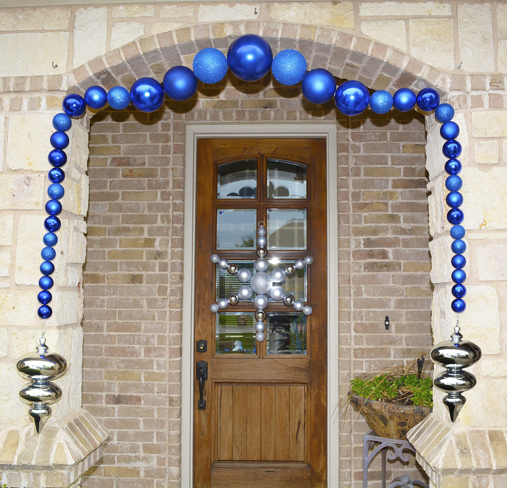 Christmas By Krebs 12" (300mm) Dark Blue Glitter [1 Piece] Solid Commercial Grade Indoor and Outdoor Shatterproof Plastic, Water Resistant Ball Ornament Decorations