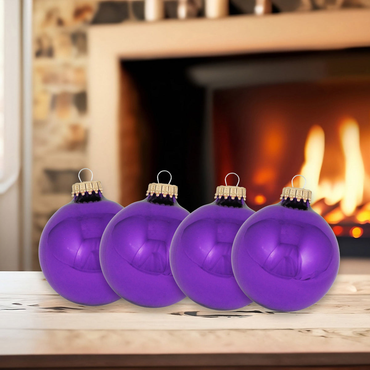 Glass Christmas Tree Ornaments - 50mm / 2" [12 Pieces] Designer Balls from Christmas by Krebs - Handmade Seamless Hanging Holiday Decorations for Trees (Royal Lilac Purple)