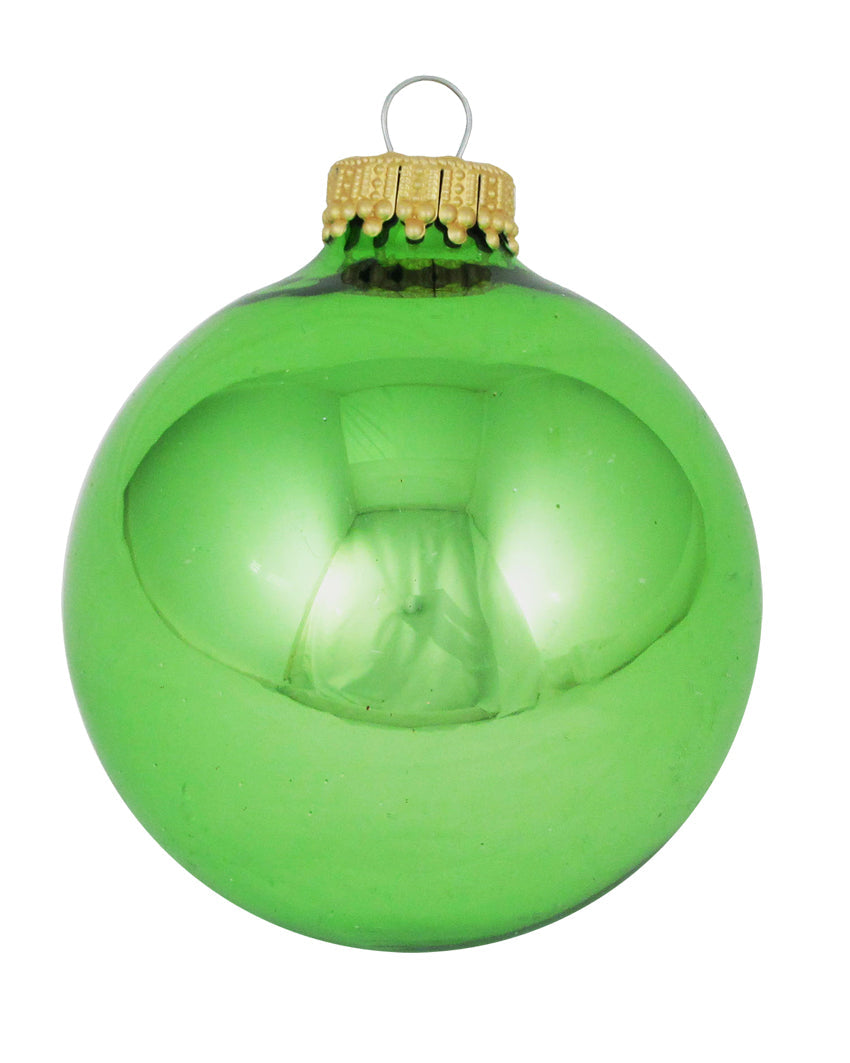 Christmas By Krebs Made in The USA Designer Seamless Glass Christmas Ball Ornaments, 2 5/8" (67mm), 8 Pieces (Shiny Jade Lime Green)