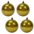 Christmas By Krebs 4" (100mm) Gold Sparkle [4 Pieces] Solid Commercial Grade Indoor and Outdoor Shatterproof Plastic, Water Resistant Ball Ornament Decorations