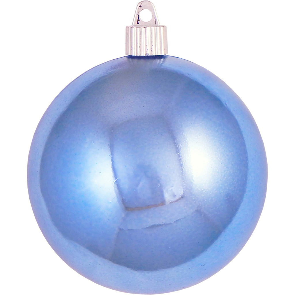 Christmas By Krebs 4" (100mm) Shiny Polar Blue [4 Pieces] Solid Commercial Grade Indoor and Outdoor Shatterproof Plastic, UV and Water Resistant Ball Ornament Decorations
