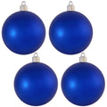 Christmas By Krebs 4" (100mm) Velvet Regal Blue [4 Pieces] Solid Commercial Grade Indoor and Outdoor Shatterproof Plastic, UV and Water Resistant Ball Ornament Decorations