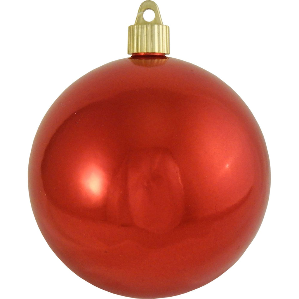 Christmas By Krebs 4" (100mm) Shiny True Love Red [4 Pieces] Solid Commercial Grade Indoor and Outdoor Shatterproof Plastic, UV and Water Resistant Ball Ornament Decorations