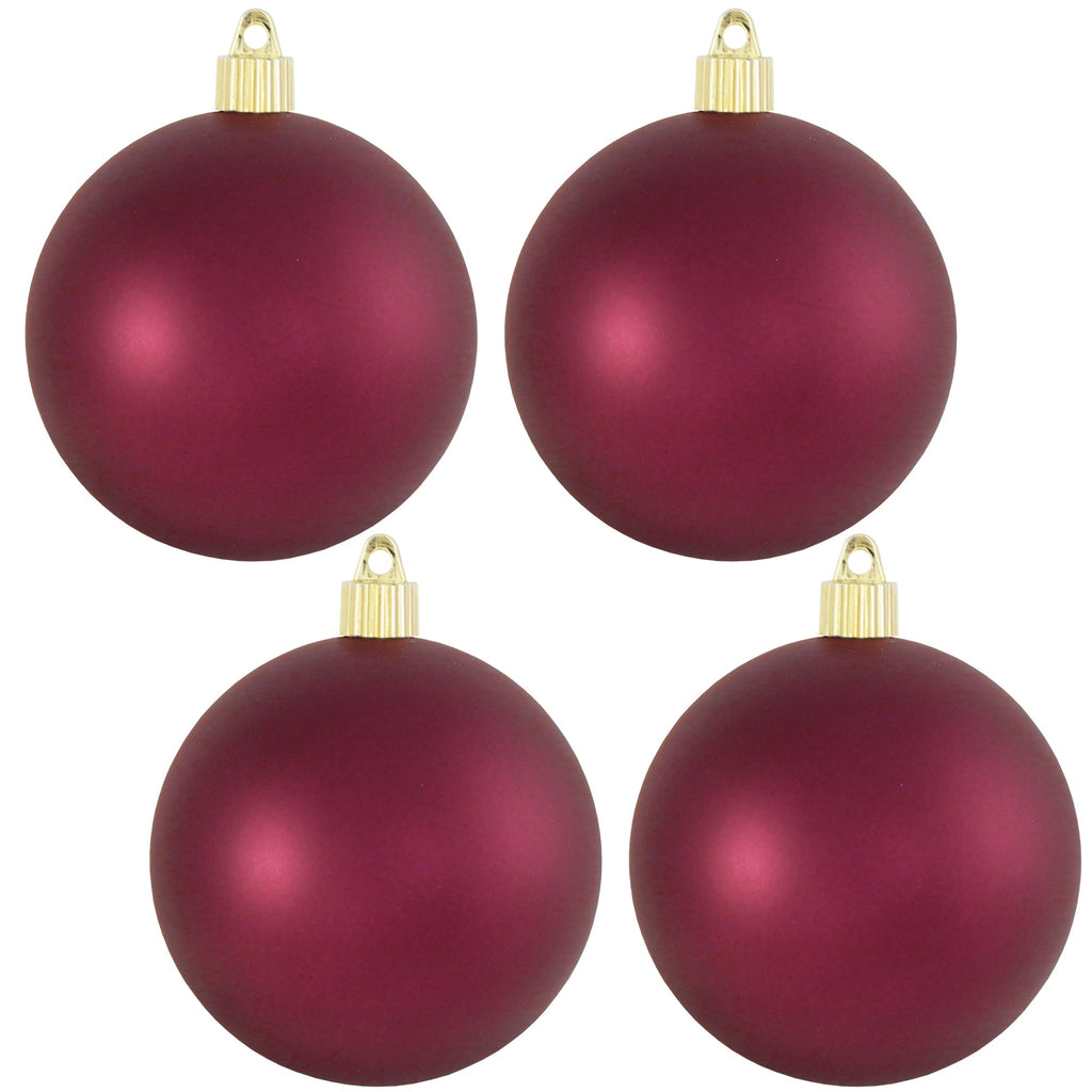 Christmas By Krebs 4" (100mm) Shiny Tutti Frutti Pink [4 Pieces] Solid Commercial Grade Indoor and Outdoor Shatterproof Plastic, UV and Water Resistant Ball Ornament Decorations