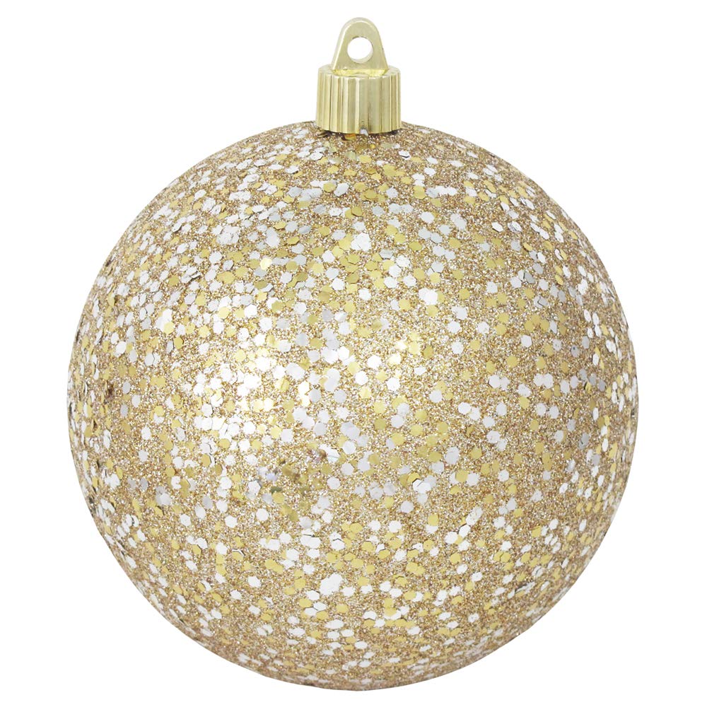 Christmas By Krebs 4 3/4" (120mm) Gold & Silver Multicolor Glitz [4 Pieces] Solid Commercial Grade Indoor and Outdoor Shatterproof Plastic, Water Resistant Ball Ornament Decorations