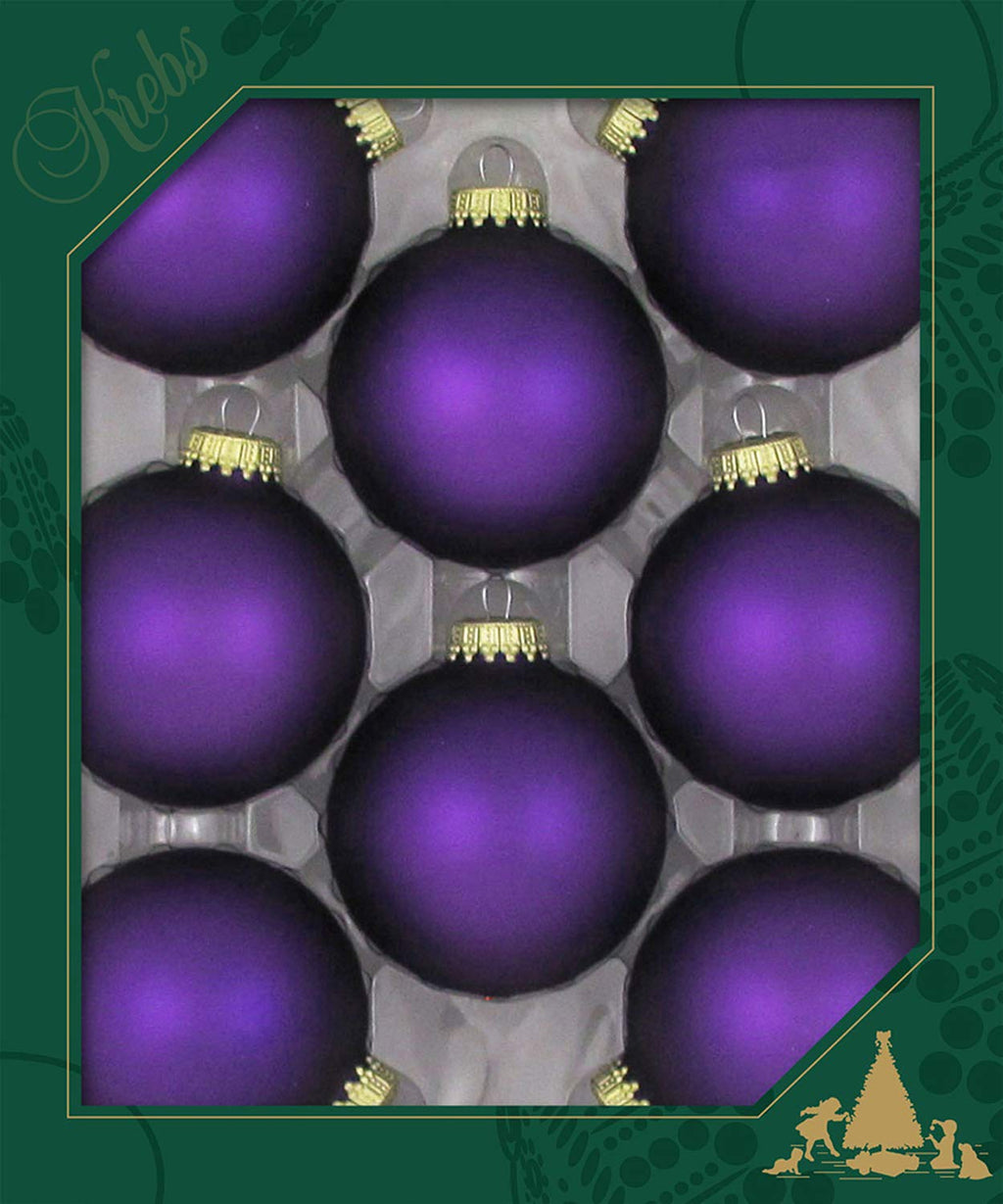 Christmas By Krebs 2 5/8" (67mm) Seamless Glass Ornament [8 Pieces], Decorated Designer Heirloom (Velvet Prism Violet Purple)