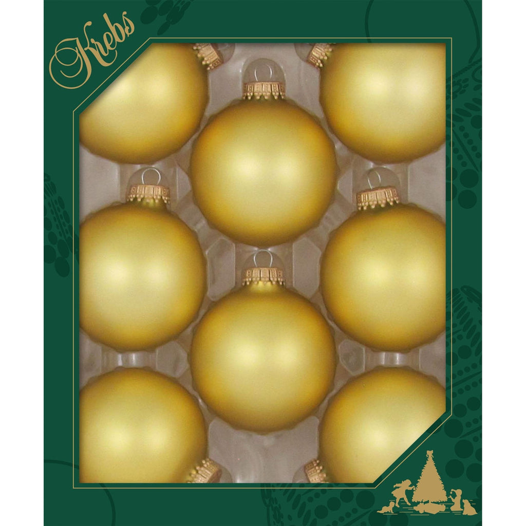 Christmas By Krebs Made in The USA Designer Seamless Glass Christmas Ball Ornaments, 2 5/8" (67mm), 8 Pieces (Velvet Gold)