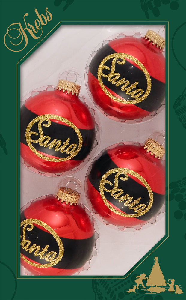 Glass Christmas Tree Ornaments - 67mm/2.63" [4 Pieces] Decorated Balls from Christmas by Krebs Seamless Hanging Holiday Decor