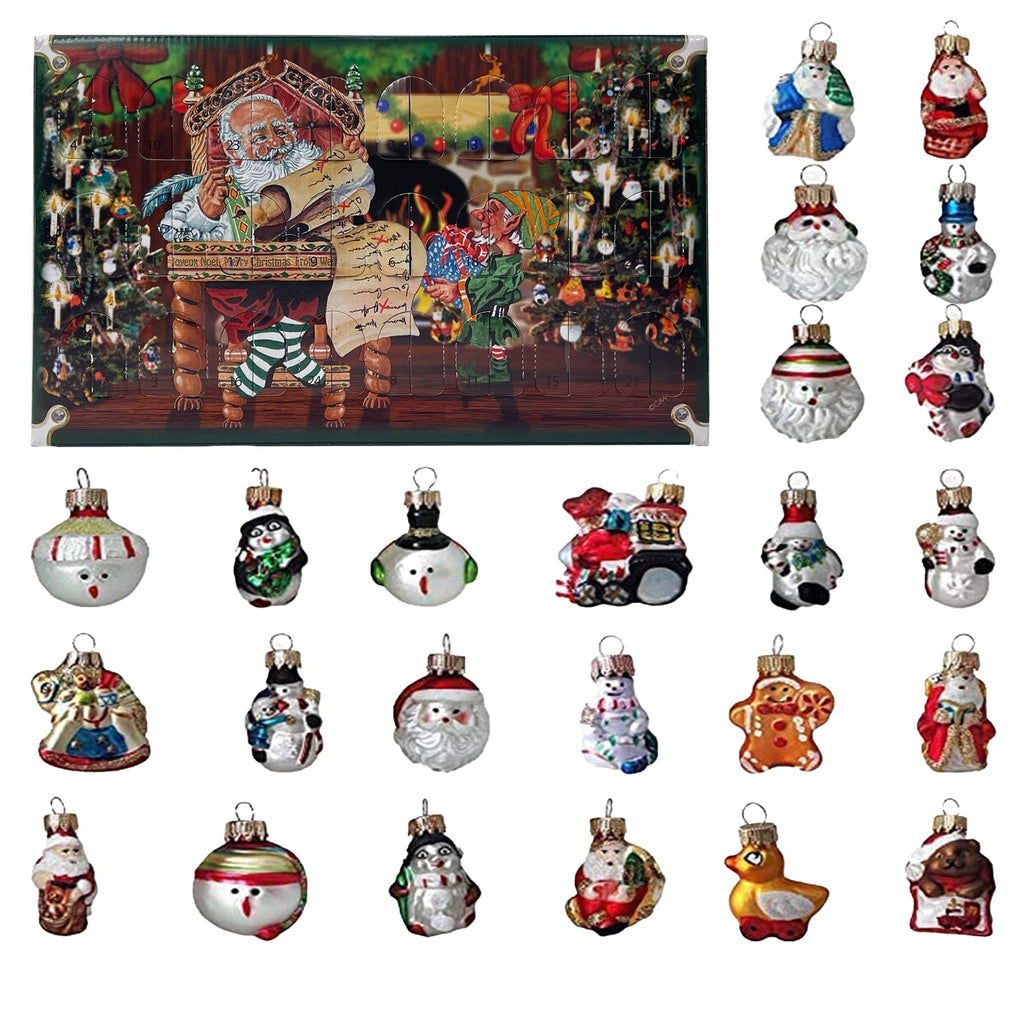 Christmas By Krebs Blown Glass  Collectible Tree Ornaments (1.5" Figurine 24 Each Advent Calendar)