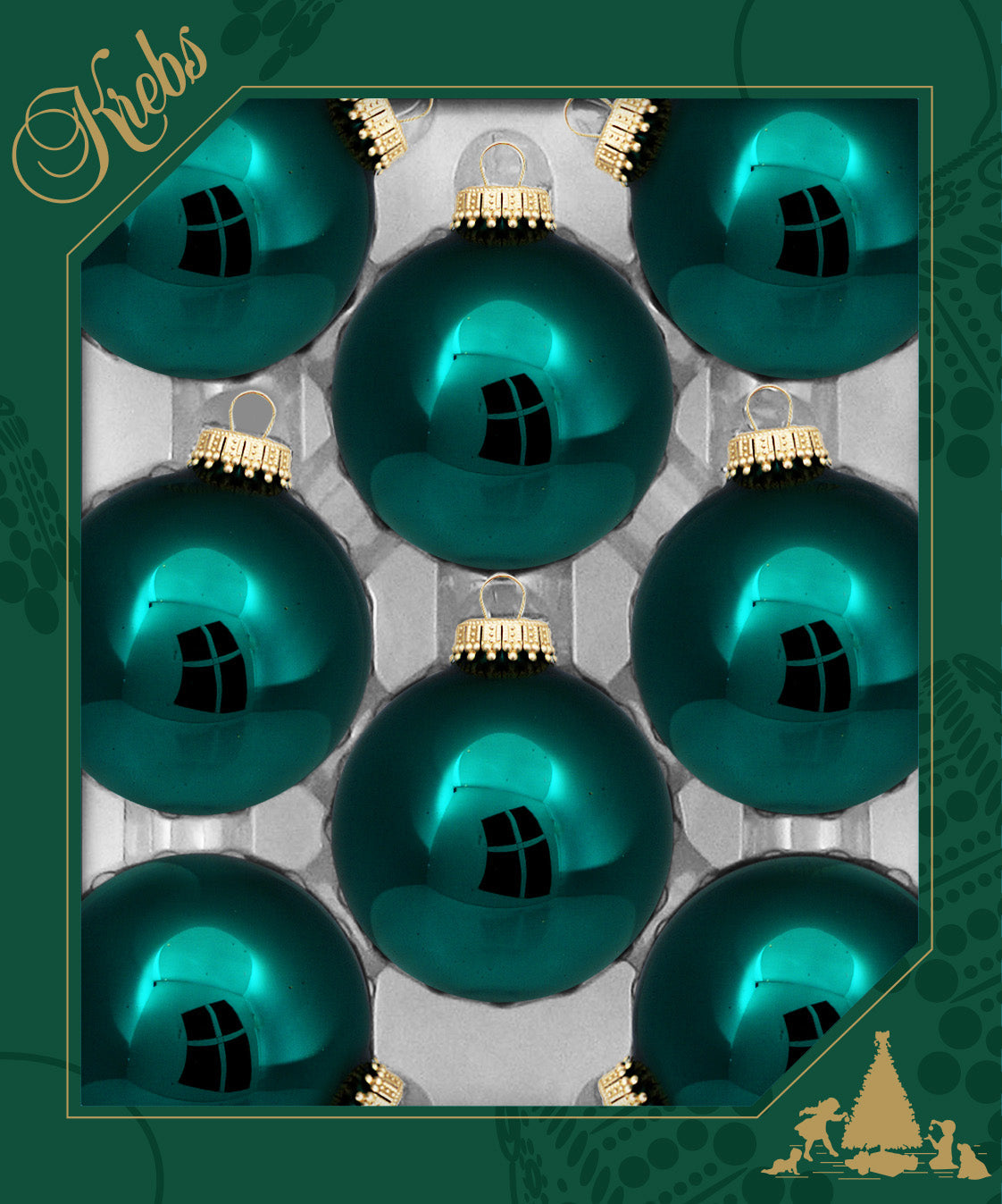 Glass Christmas Tree Ornaments - 67mm / 2.63" [8 Pieces] Designer Balls from Christmas By Krebs Seamless Hanging Holiday Decor