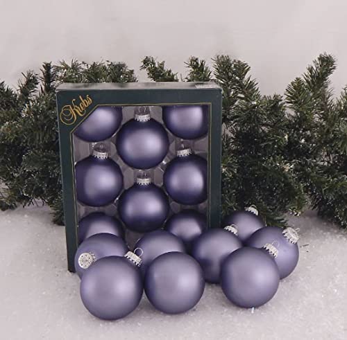 Christmas By Krebs 2 5/8" (67mm) Seamless Glass Ornament [8 Pieces], Decorated Designer Heirloom (Velvet Blue Stone)