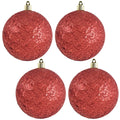 Christmas By Krebs Ornament, Commercial Grade Indoor and Outdoor Shatterproof Plastic, Water Resistant Ball Ornament Decorations (Red Glitz, 4 3/4 inch (120mm))