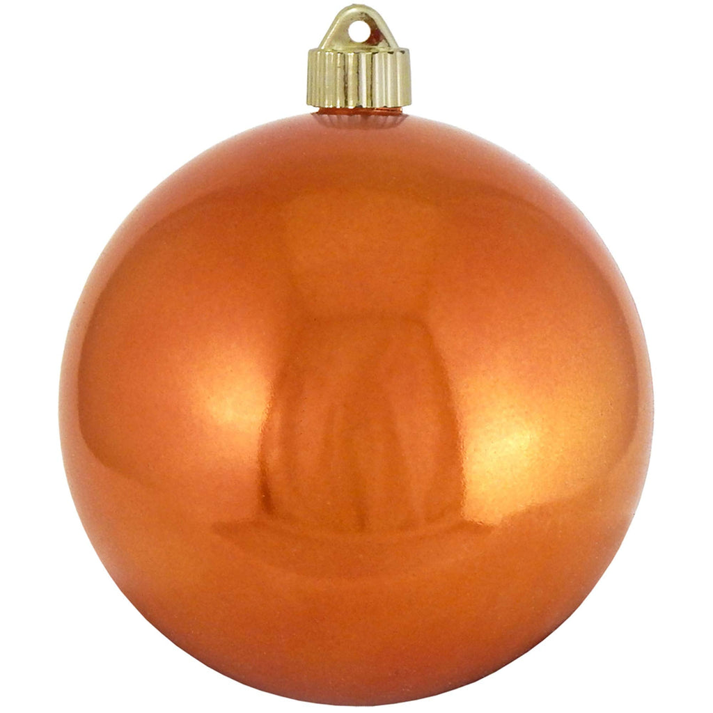 Christmas By Krebs 6" (150mm) Shiny Mandarin Orange [2 Pieces] Solid Commercial Grade Indoor and Outdoor Shatterproof Plastic, UV and Water Resistant Ball Ornament Decorations