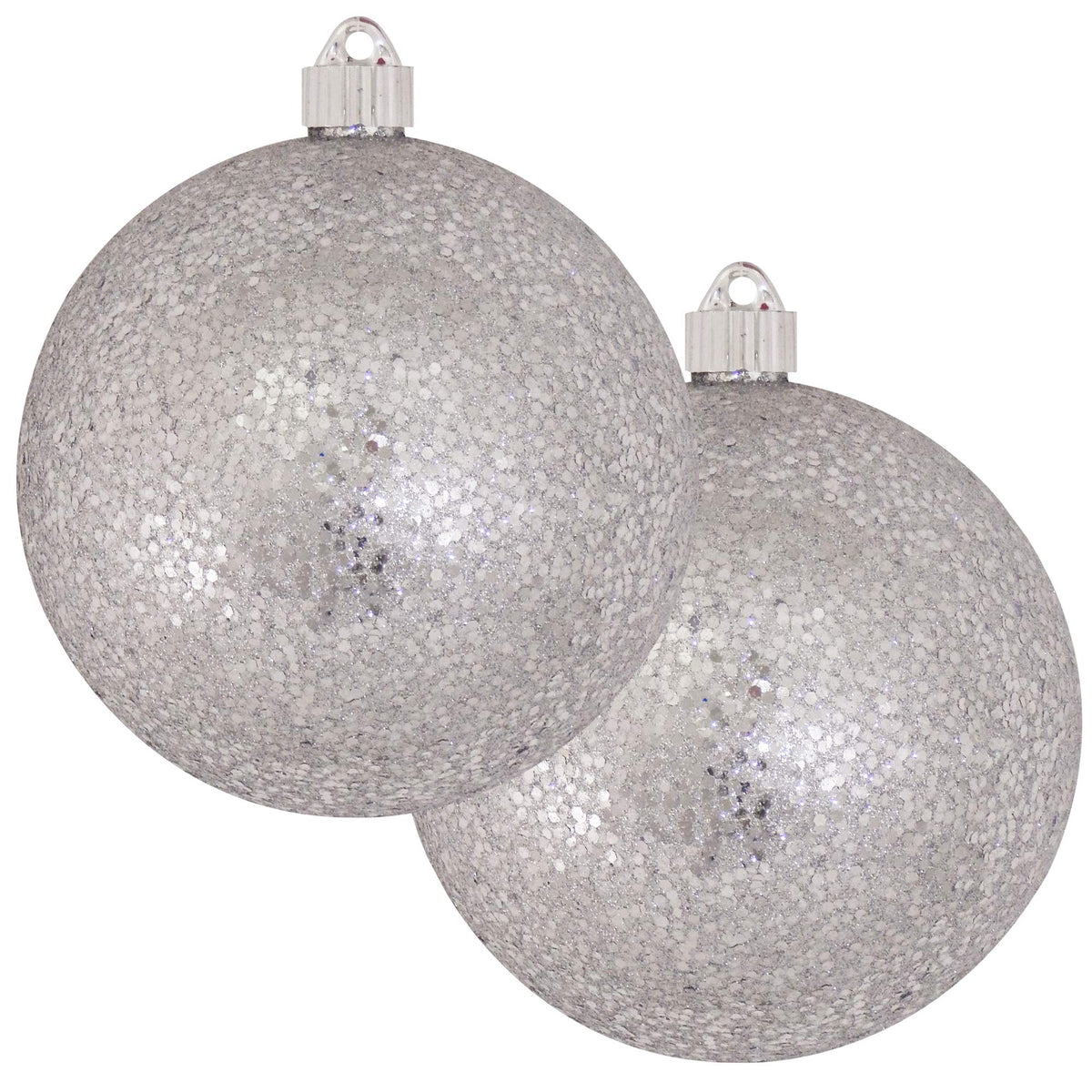 Christmas By Krebs Ornament, Commercial Grade Indoor and Outdoor Shatterproof Plastic, Water Resistant Ball Ornament Decorations (Silver Glitz, 6 inch (150mm))