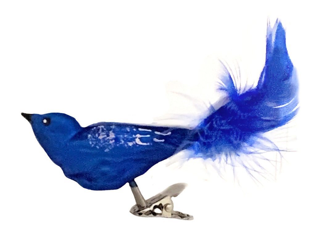 Glass Christmas Tree Ornaments - Decorated from Christmas by Krebs - Handmade Seamless Hanging Holiday Decorations for Trees (5 3/4" Victoria Blue & Royal Velvet Clip On Birds [3 Pieces])
