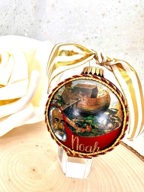3 1/4" Collectable Bible Hero Glass Ornament Made in USA | Hugs Special Occasions Keepsake Gifts |  (Bible Hero Noah)