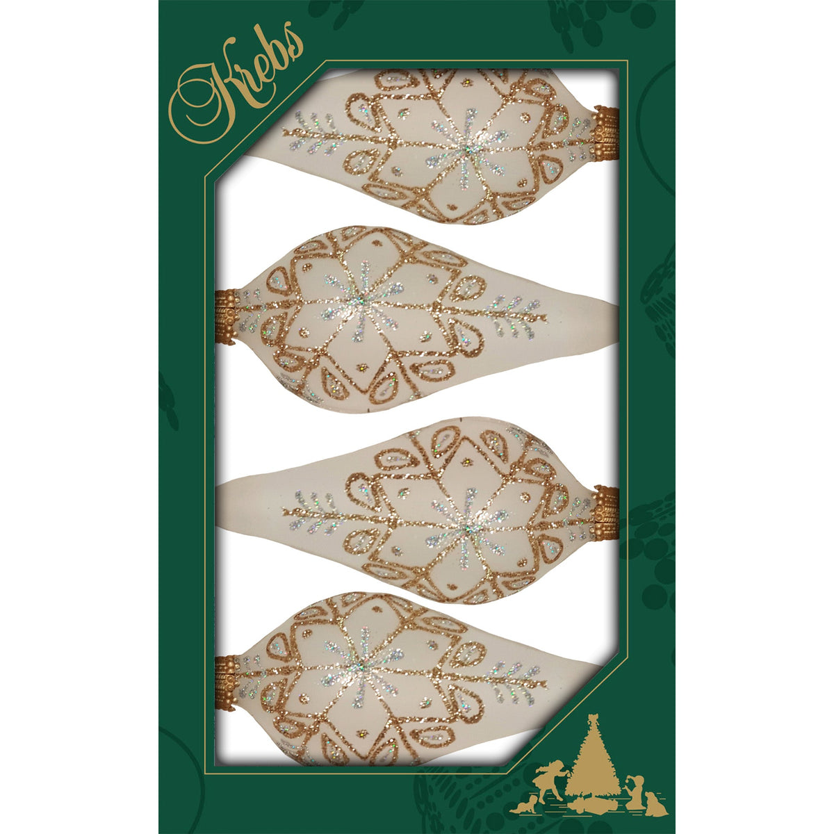 Glass Christmas Tree Ornaments - 67mm/2.625" [4 Pieces] Decorated Balls from Christmas by Krebs Seamless Hanging Holiday Decor