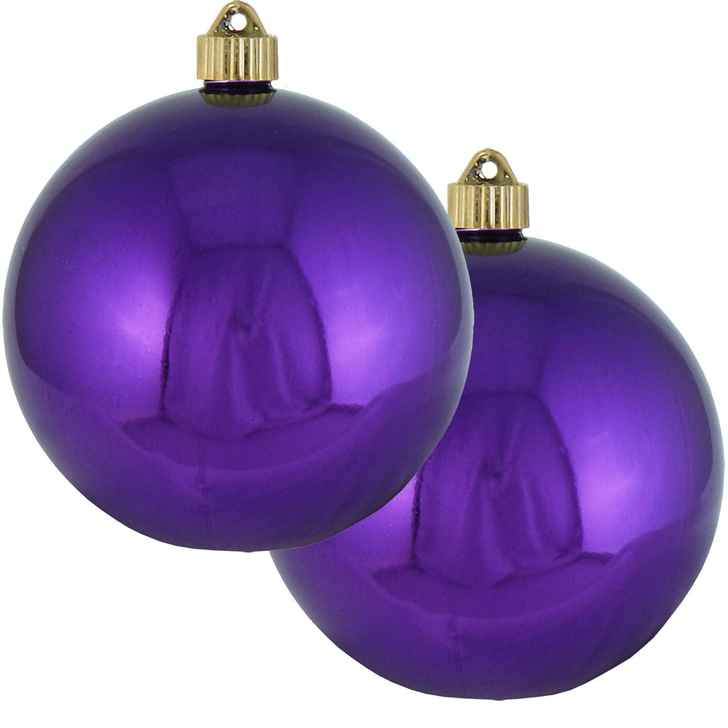 Christmas By Krebs 6" (150mm) Shiny Vivacious Purple [2 Pieces] Solid Commercial Grade Indoor and Outdoor Shatterproof Plastic, UV and Water Resistant Ball Ornament Decorations