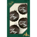 Glass Christmas Tree Ornaments - 67mm/2.625" [4 Pieces] Decorated Balls from Christmas by Krebs Seamless Hanging Holiday Decor (Ebony Velvet with White Glitter Joy)