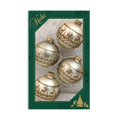 Glass Christmas Tree Ornaments - 67mm/2.63" [4 Pieces] Decorated Balls from Christmas by Krebs Seamless Hanging Holiday Decor (Oyster Velvet with Gold Sweater Band)