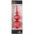 Christmas Treetop - Decorated Glass Treetop from Christmas by Krebs - Handmade Seamless Holiday Decorations for Trees (13" Christmas Red Shiny with Floral Glitterlace)