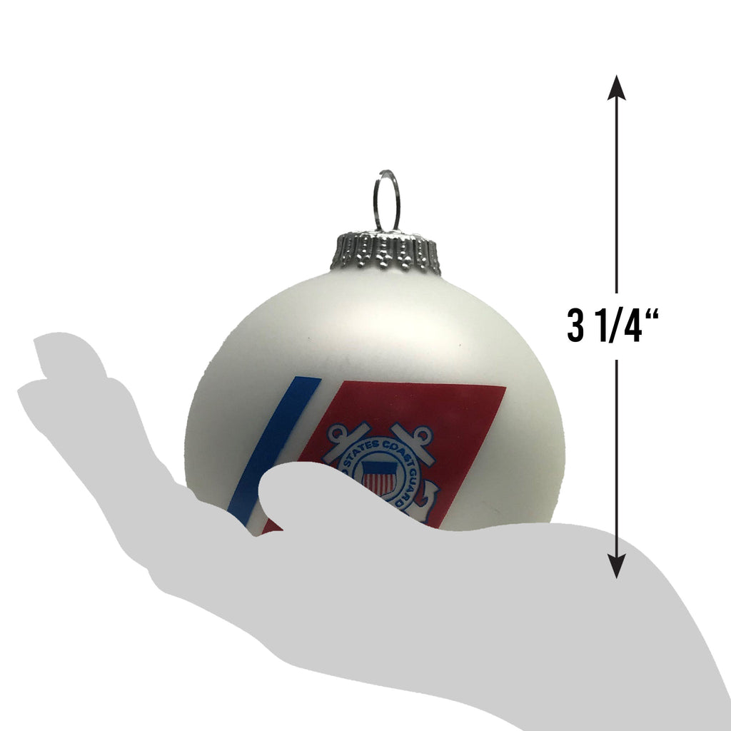 Christmas Tree Ornaments Made in the USA - 80mm / 3.25" Decorated Collectible Glass Balls from Christmas by Krebs - Handmade Hanging Holiday Decoration for Trees (USCG with Est Date)