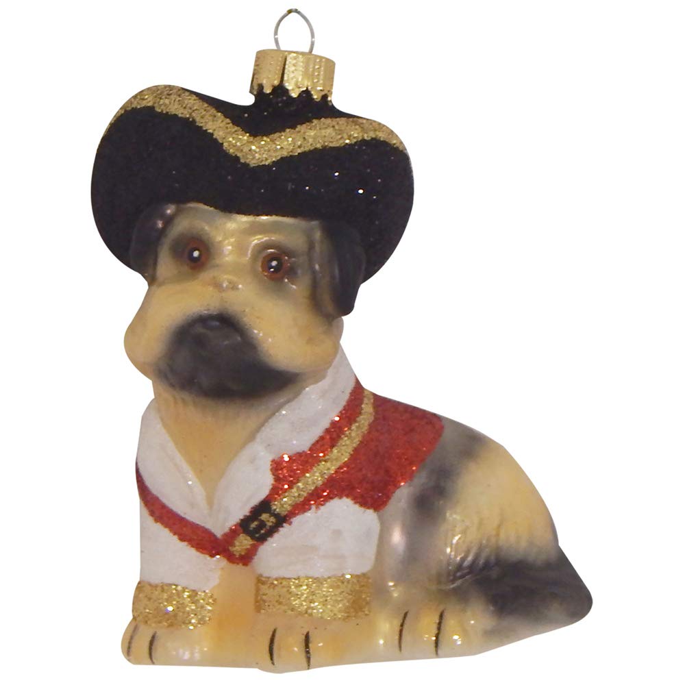 Christmas By Krebs Blown Glass  Collectible Tree Ornaments  (3 3/4" Pirate Pug)
