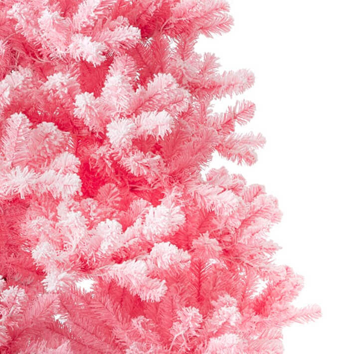 6.5' Duchess Pink Flock Artificial Christmas Tree with 500 Warm White LED Lights